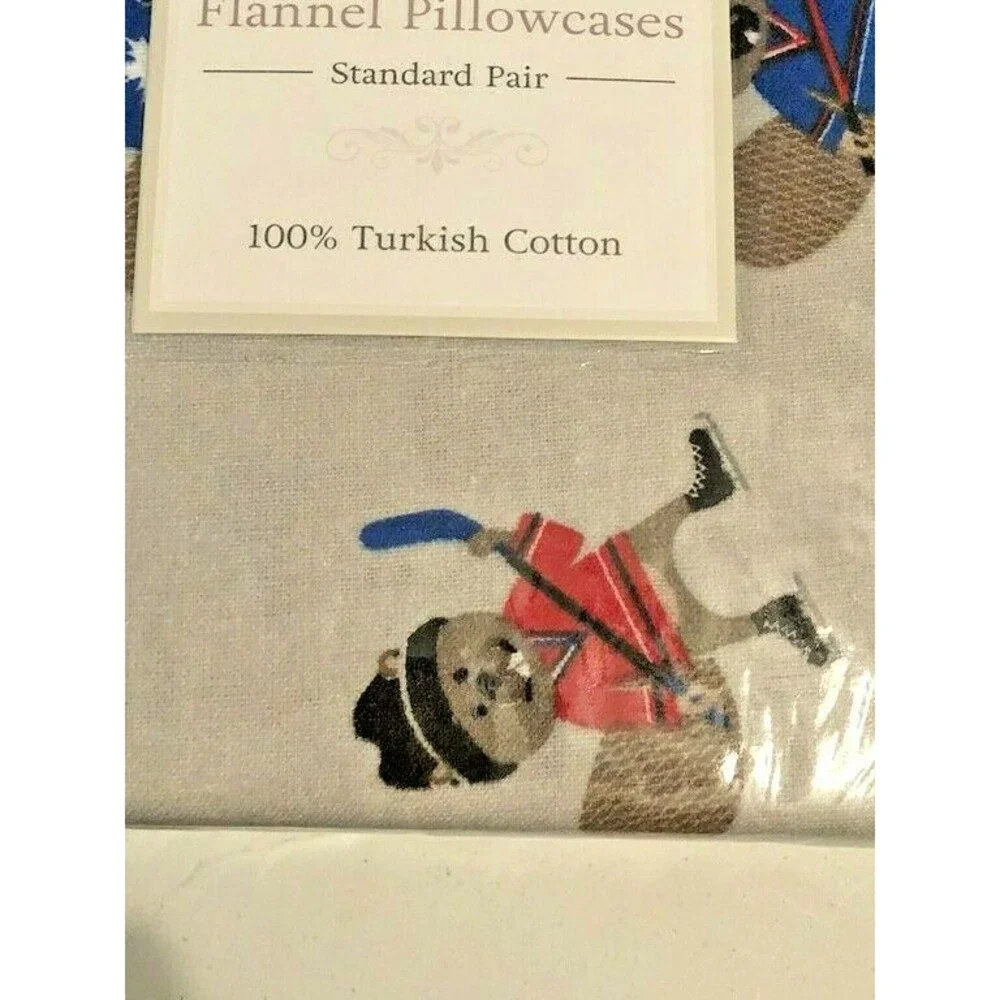 ViVi Heavyweight Flannel Pillowcases Standard 100% Turkish Cotton Hockey 2 Pack